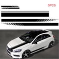 thumbnail image 1 of 5 PCS Universal Black Car Racing Body Side Stripe Skirt Roof Hood Decal Sticker for All Cars PVC Decal, 1 of 7