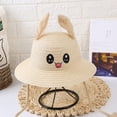thumbnail image 4 of Kids Cute Rabbit Ear Moving Straw Sun Hat, Children's Fun Summer Beach Cap, 4 of 8
