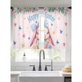 thumbnail image 2 of Happy Easter Sheer Curtains 54 Inch Length 2 Panels Set Window Treatments, Cute Rabbits Eggs Flowers Butterflies Leaves Pink Rod Pocket Semi Curtains for Living Room/Bedroom/Kitchen, 104"W x 54"L, 2 of 7