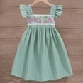 thumbnail image 6 of CYRBOKO Girls Casual Dresses, A-line Comfy Summer Flutter&nbsp;Sleeve Midi Dresses Green Size 5-6 T, 6 of 6
