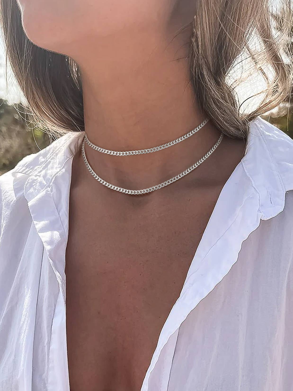 ChainsProMax Stainless Steel Silver Chain Necklace for Women 6mm