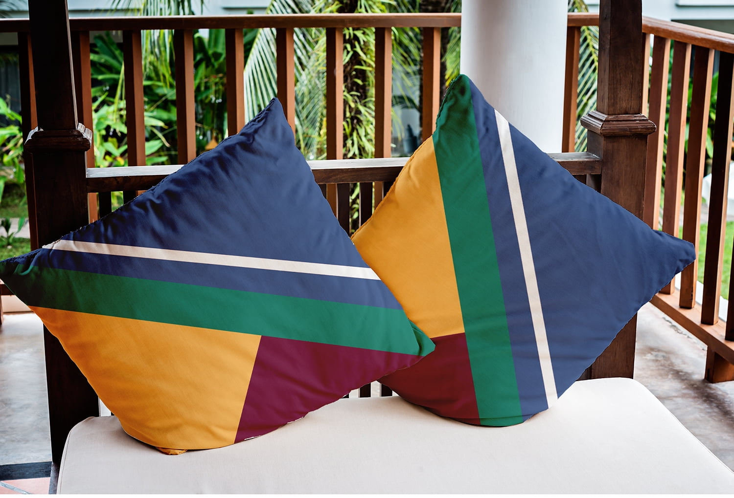 18" x 18" Simply Daisy Bold Shapes Indoor/Outdoor Pillow, Nautical Navy Qty 1