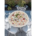 thumbnail image 2 of Round Fitted Tablecloth with Elastic Edged, Country Wild Flower Bohemian Fitted Circle Tables Cover Wipeable Waterproof Table Cloth for Indoor Outdoor Use Tabletop Decor Colorful Floral Ombre Leaves, 2 of 4