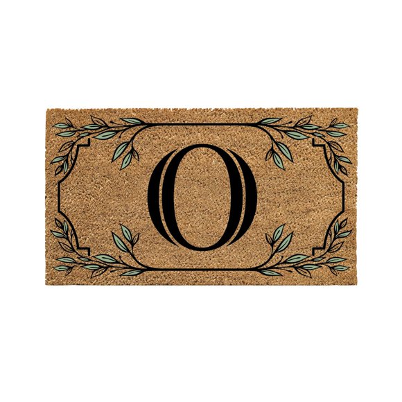 Evergreen Monogram Coir Doormat | Letter O | Front Door Mat for Outdoor Indoor Entrance | 28x16 Inches | Non-Slip Backing Doorway Mat for Porch Patio Floor | New Home Decor Housewarming Gift
