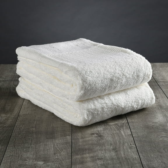 Set of 2 White Organic Cotton Hand Towels, 30"