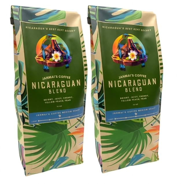 JAHMAI'S COFFEE Jahmai’s Coffee Company: Premium Nicaraguan Medium Roast Caturra Whole Bean - Gourmet Quality, Unmatched Flavor and Aroma for Coffee Enthusiasts