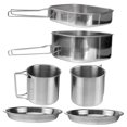 thumbnail image 4 of WASHWEPE Silver Stainless Steel Cookware Set for Picnic with Foldable Handles and Multifunction Use, 4 of 8
