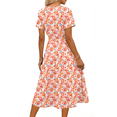 thumbnail image 5 of UVN Women Summer Dresses Short Sleeve V Neck A-Line Midi Dress Ladies Boho Beach Floral Print Sundress, 5 of 9