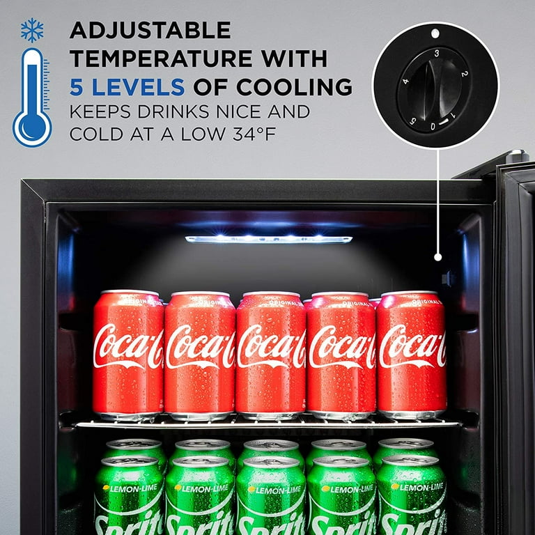 Ivation 126 Can Beverage Refrigerator Freestanding Mini Fridge with Glass Door Stainless Steel