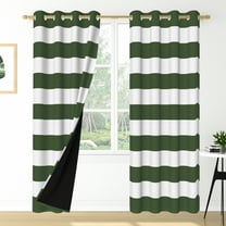 Nanqianyi Dark Green Whiter Horizontal Striped Blackout Curtains 2 Panels Per Set 52"x63", Grommet Top Thermal Insulated Window Drapes for Living Room Bedroom