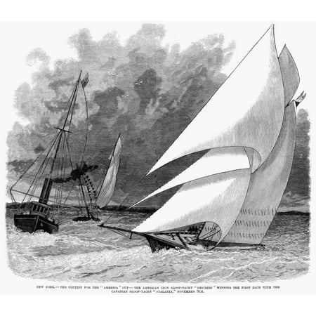 Yachting 1881 Nthe American Iron Sloop Mischief Besting The Canadian Atlanta In The First Leg Of The AmericaS Cup Race 9 November 1881 Line Engraving From A Contemporary English Newspaper Rolled (Best English Newspaper In World)
