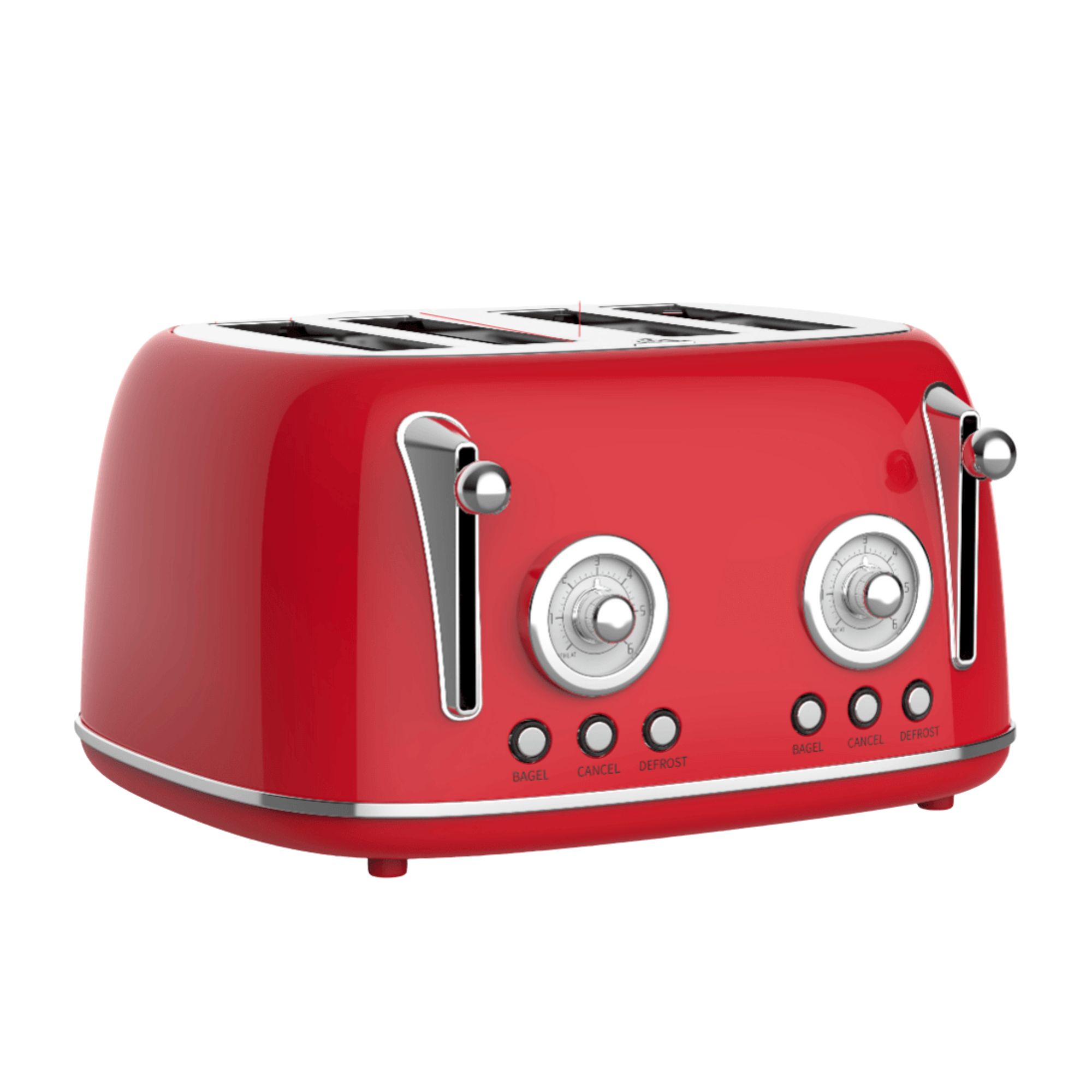 Retro 4-Slice Toaster with Extra Wide Slots, Stainless Steel Red
