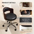thumbnail image 4 of Ktaxon Office Computer Desk Chair with Rolling Wheels, Vanity Stool with Faux Leather Seat, Adjustable Task Chair for Study Make-up Dressing Black, 4 of 8