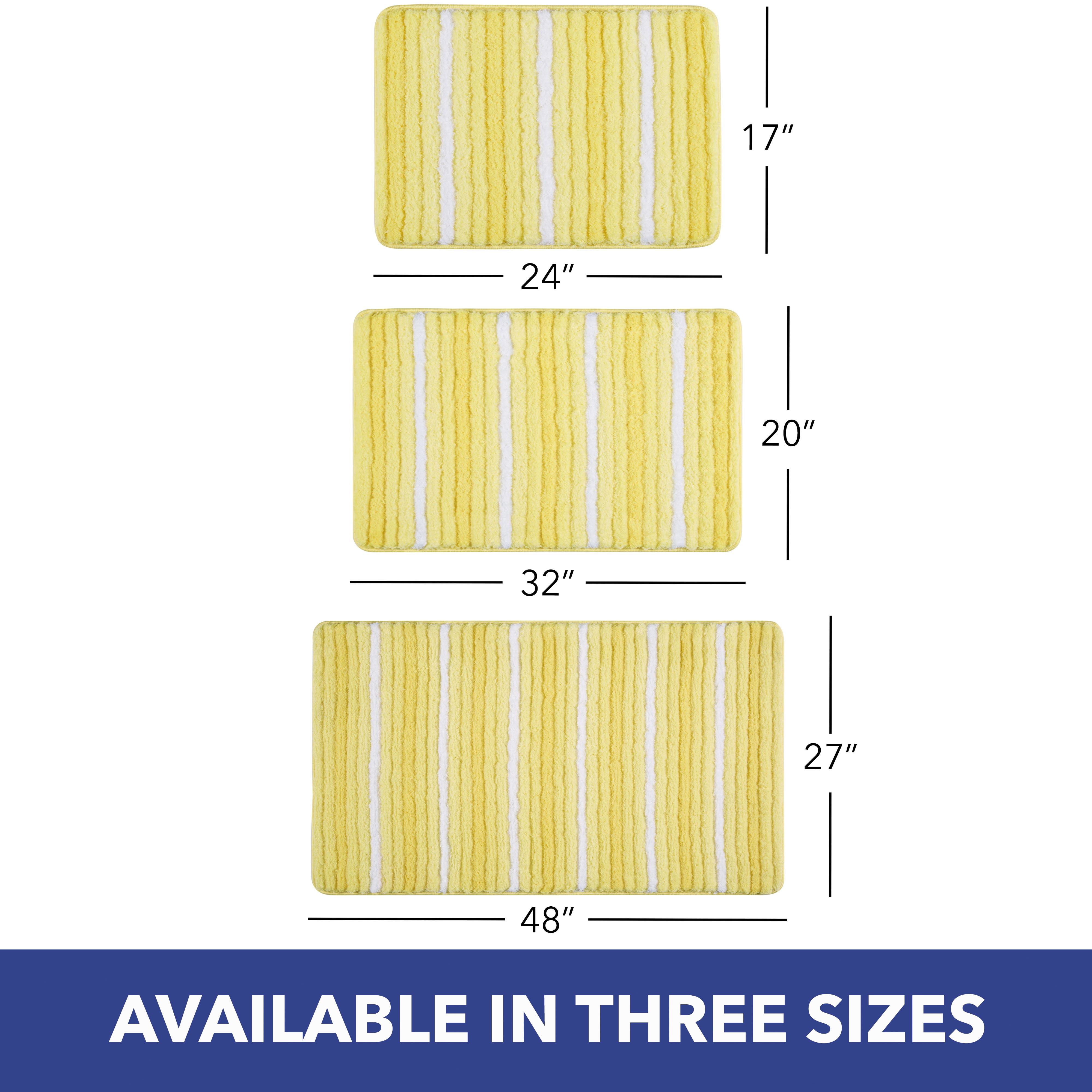 Sohome Chino Striped Machine Washable Bath Mat, Yellow/White, 27"x48"