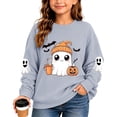 thumbnail image 2 of XAOFW Girls Halloween Sweatshirt Pumpkin Ghost Printed Long Sleeve Crew Neck Sweatshirts Autumn Winter Cozy Graphic Pullover For Toddler Kids Comfortable Tops 2-3 Years, 2 of 4