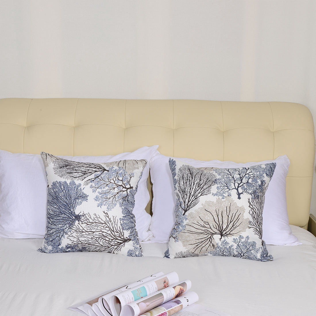 Unique Bargains Soft Polyester Coral Printed Throw Pillowcase, 18"x18" Blue 2