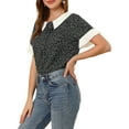 thumbnail image 5 of INSPIRE CHIC Women's Contrast Doll Collar Short Sleeves Polka Dots Tops Blouses XL Black Heart, 5 of 7
