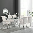 thumbnail image 3 of Foredo Upholstered Dining Chairs with Arms, Modern Velvet Dining Chairs with Metal Legs and Button Tufted Back, Velvet Beige, 3 of 9