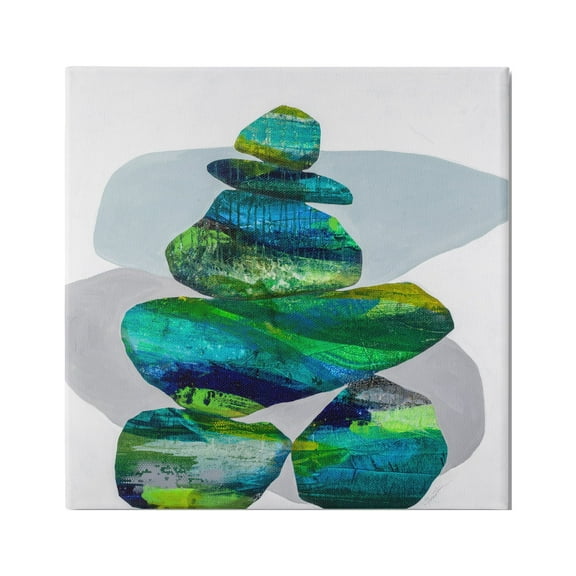 Stupell Vivid Aqua Zen Balancing Rocks Abstract Painting Gallery Wrapped Canvas Print Wall Art