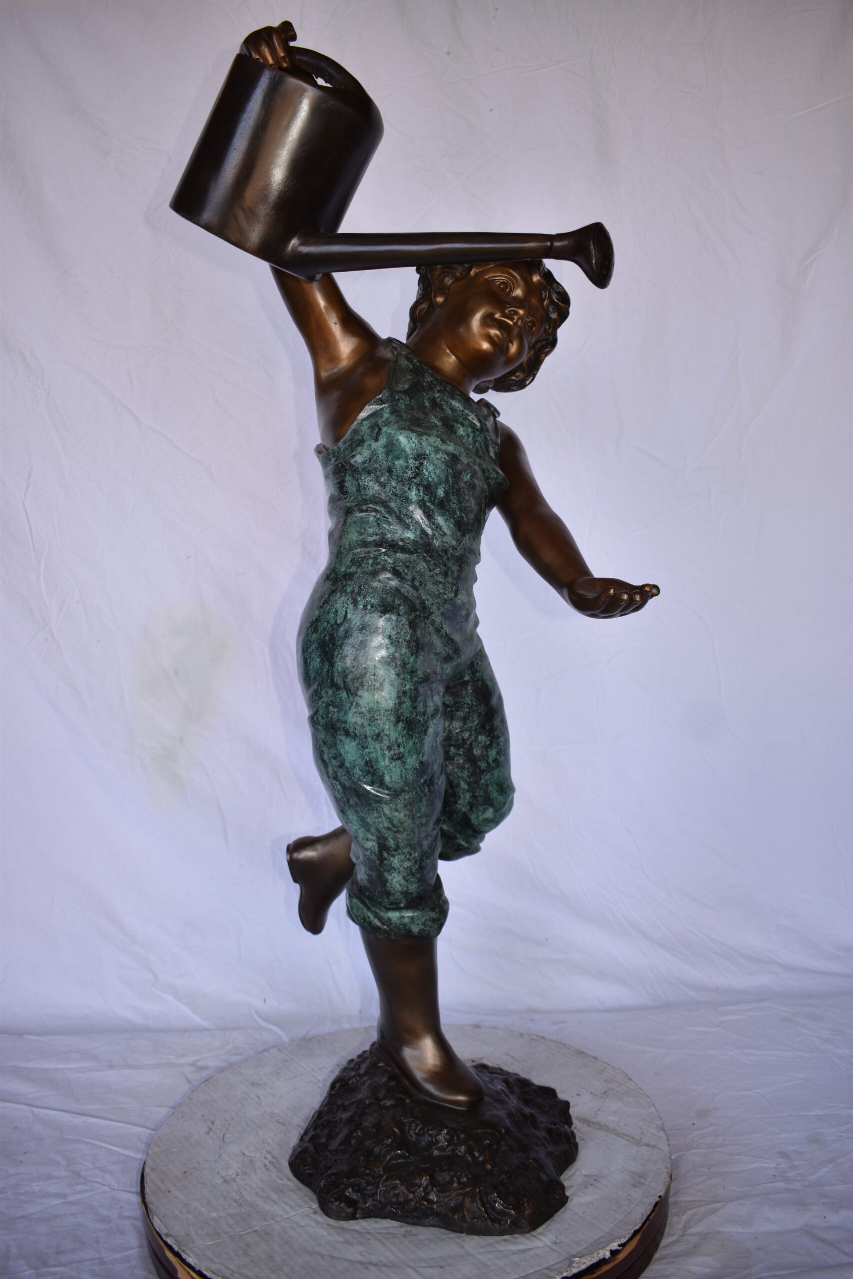 Nifao Standing Boy with Watering Can Outdoor Fountain Statue, Bronze Garden Water Feature Sculpture for Patio & Yard – Outdoor Garden Decor Sculpture, 24"L x 22"W x 48"H