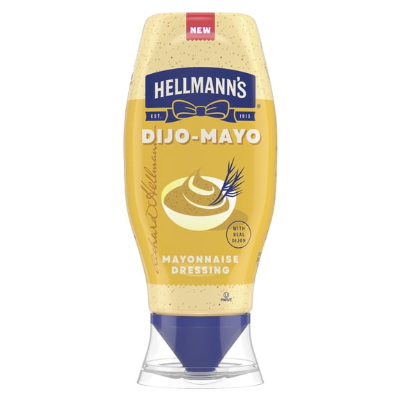 Hellmann's Dijo-Mayo Smooth & Savory Mayonnaise Dressing for Sandwiches, Burgers & More, Mayo Dressing with Real Dijon, 11.5 fl oz Bottle