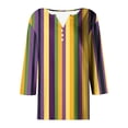 thumbnail image 5 of Moxiu Women's Mardi Gras Shirts New Orleans Carnival Theme Shirts 3/4 Sleeve Henley Buttons V Neck Blouse Tshirt Parade Costume Tops 2025 Yellow,S, 5 of 5