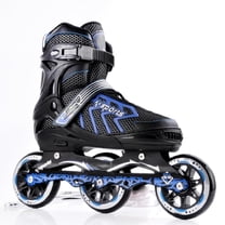 Longmire Inline Skates Size Adjustable All Pure Pu Strong Wheels Aluminium With Led Flash Light On Wheels, Skating Boy Age Group 6-15 Years Big Size (3 Wheel Skating Blue)