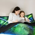 thumbnail image 5 of jejeloiu Gradient Light Game Full Size Comforter Sets,Modern Fashion Gaming Bedding Comforter Set,Green Black Blue Bedding Sets For Boys,Ultra Soft Home Decor Reversible,3 Pieces, 5 of 8