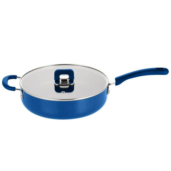 NutriChef 3.7Qt Saute Pan With Lid - Non-Stick Stylish Kitchen Cookware with Foldable Knob, Works with Model: NCCWSTKBUL (Blue)