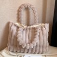 thumbnail image 4 of Bolso de mano de felpa bolso casual bolso difuso de moda para otoño invierno (caqui), 4 of 9