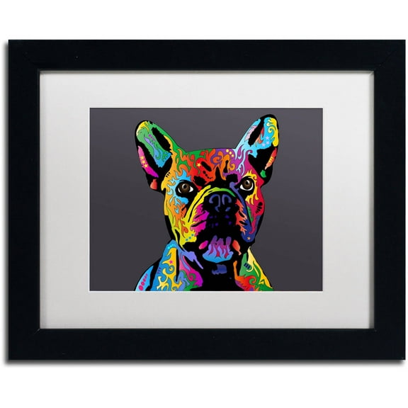 Trademark Fine Art "French Bulldog Grey" Canvas Art by Michael Tompsett, White Matte, Black Frame