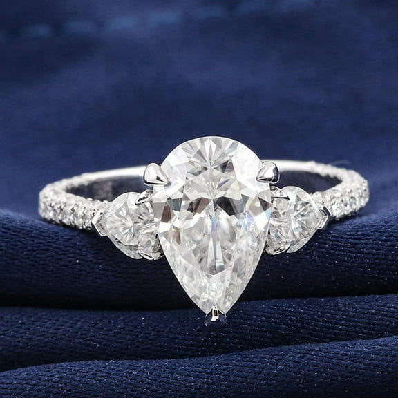 solitaire jewels 2.25CT Art Deco Pear Moissanite Hidden Halo Engagement Ring For Women, 14K Yellow Gold