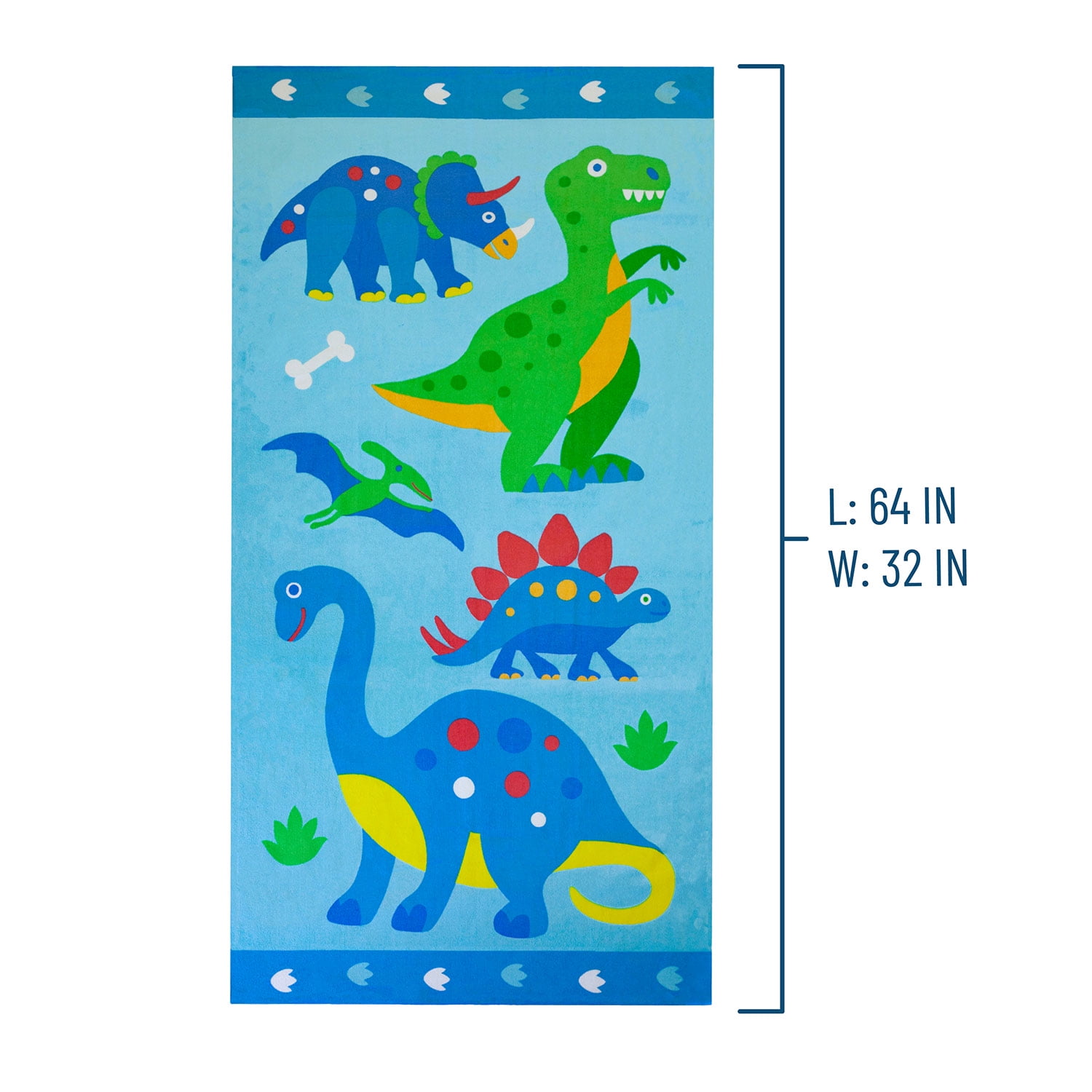 Wildkin Kids 100% Cotton Beach Towel for Boys and Girls (Dinosaur Land Blue)