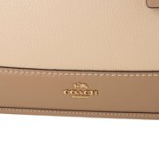 Coach Womens Sabrina Colorblock Satchel Bag in Pebbled Leather (Ivory / Taupe)
