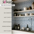 thumbnail image 5 of S4Sassy Elegant Floral Arch Wallpaper Blue Walls Covering, 25" x 120" Self-Adhesive Vinyl Wall Paper, Walls Wrap, Easy DIY Wall Covering For Farmhouse Bedroom, Living Room, Cabinets, Living Spaces, 5 of 8