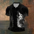 thumbnail image 2 of Bibifish Mens Polo Shirts Short Sleeve Forest Wolf Graphic Print Casual Shirts Classic Fit Outdoor Daily Tops, 2 of 3