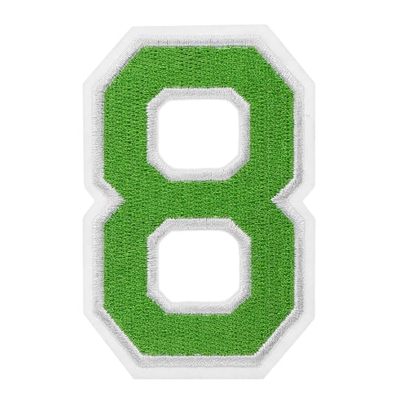 Iron on Number Patches, 3 Inch Number 8, Iron on Number Patches Large, Embroidered Numbers Patches Green