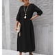 thumbnail image 3 of Vestido casual, vestido de cuello redondo, vestido largo de tres piezas, vestido de cuello redondo de alta capacidad, 3 of 5