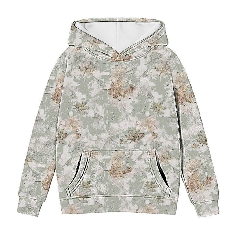 BRGZLK Kids Camo Hoodie Boys and Girls Maple Leaf Print Pullover