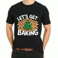 thumbnail image 3 of Christmas Black Let's Get Baking Gingerbread Men And Tree Print Graphic T-Shirt ,Tops Tee for Women, 3 of 4