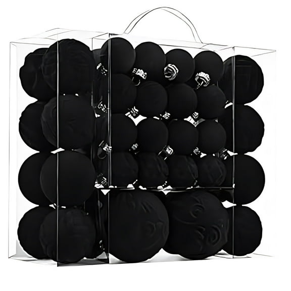 Mini Christmas Tree Ornaments - 46Pcs Velvet Christmas Balls Flocked Christmas Tree Ornaments Plastic Balls Xmas Decorative Hanging Ornaments Christmas Tree Decoration Christmas Decorations