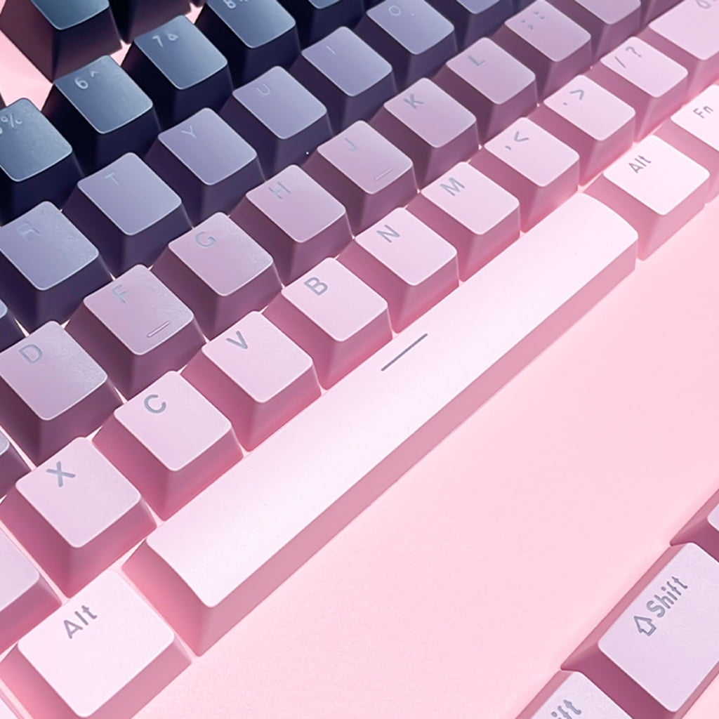 PBT Keycaps OEM Profile, Front Printed Double Shot Shine Through Gradients Orange Black Keycaps for Mechanical Keyboards