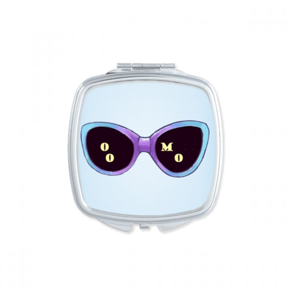 Colorized Illustration Pattern Sun Glasses Square Mirror Portable Compact Pocket Makeup Double Sided Glass