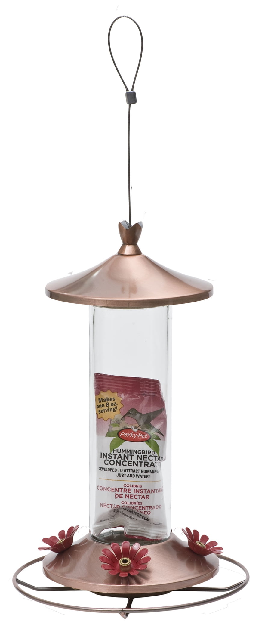 PerkyPet 12 oz Elegant Copper Glass Hummingbird Feeder