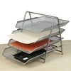 Mind Reader 4 Tier Steel Mesh Paper Tray Desk Organizer, Silver