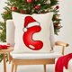 thumbnail image 1 of Puntoco Funda de almohada con letras navideñas, funda de almohada decorativa para sofá festivo, funda de cojín con estampado de lino, 1 of 5