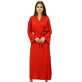 thumbnail image 1 of Bimba Women Long Solid Belt Robe Soft Modal Cotton Wrap Round Plain Bath Robe, 1 of 9