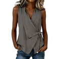 thumbnail image 2 of Otntypg Women’s Wrap V Neck Tank Top Dressy Summer Sleeveless Side Bowknot Tie Tunic Blouse Lightweight Loose Fit Casual Beach Vacation Tees Blouse, 2 of 7