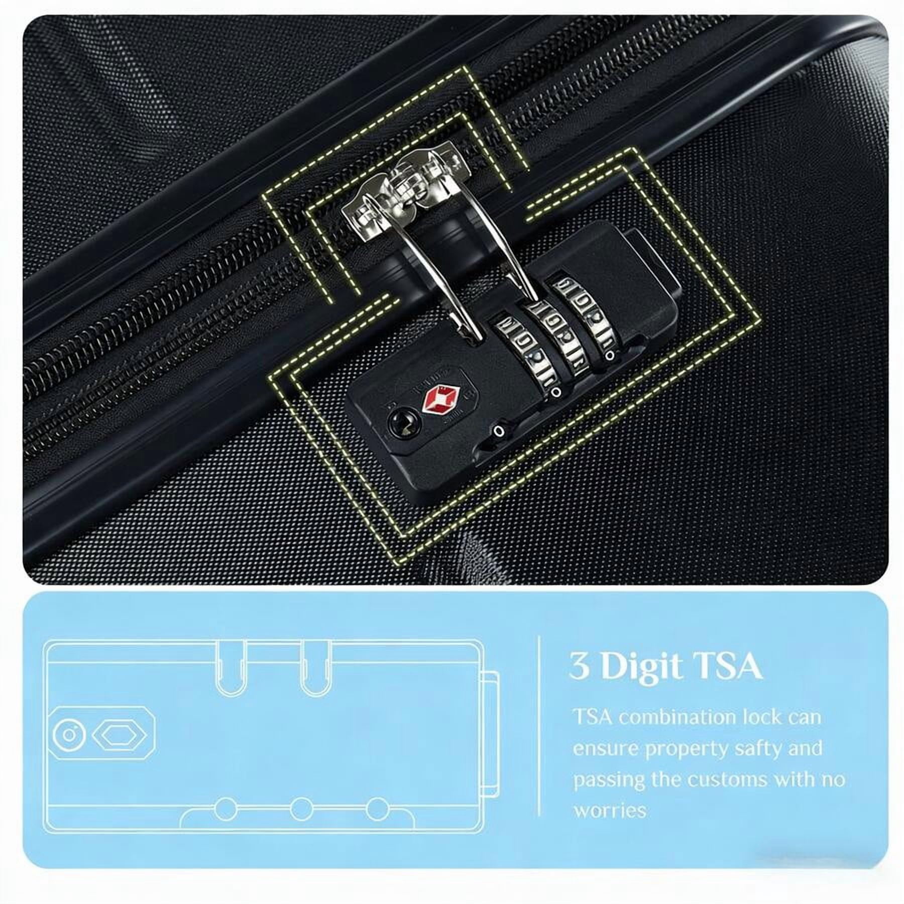 20/nch 3-Piece Hard Shell Luggage Set, Lightweight Heavy-Duty ABS Material Expandable Rolling Suitcase With Double Silent Spinner Wheels, Durable Scratch