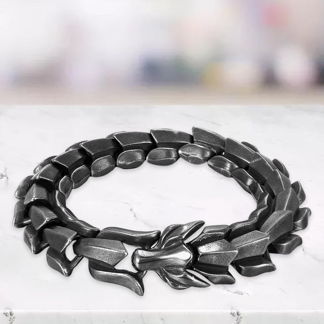 Brazalete de Pulsera de escamas de dragón Salvador Negro 8.26 pulgadas